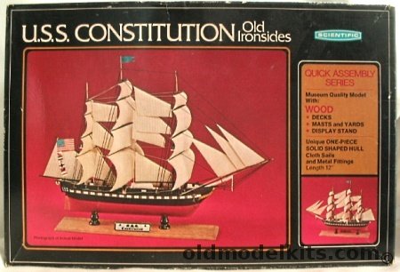 Scientific USS Constitution 'Old Ironsides' 12 Inches Long with Sails, 187 plastic model kit